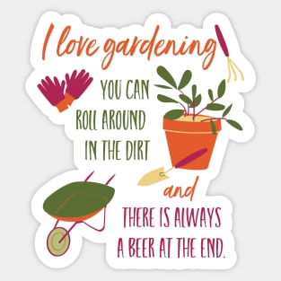 Funny Gardening and Beer Sticker